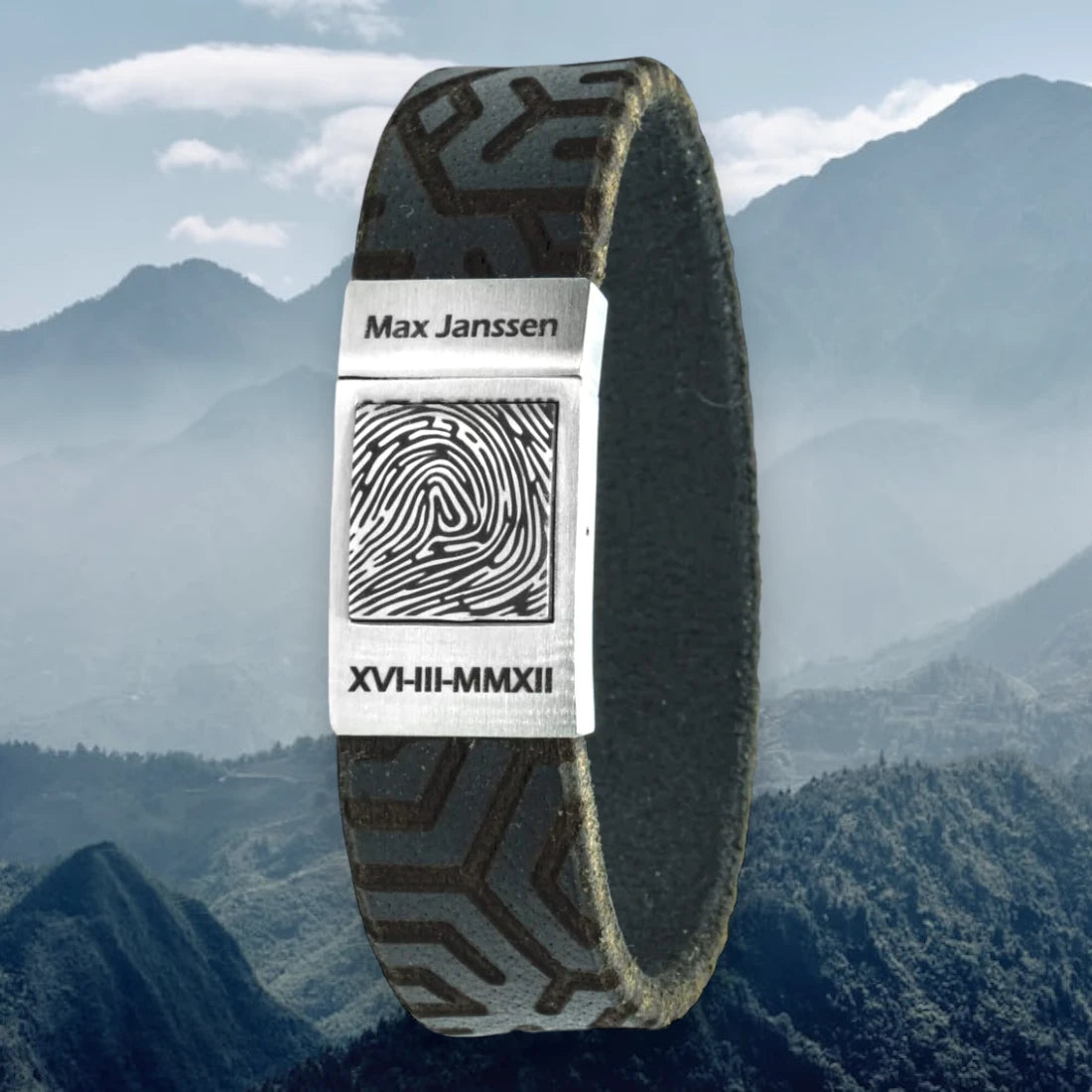 Eigen vingerafdruk armband - Legends edition (7 kleuren leer)