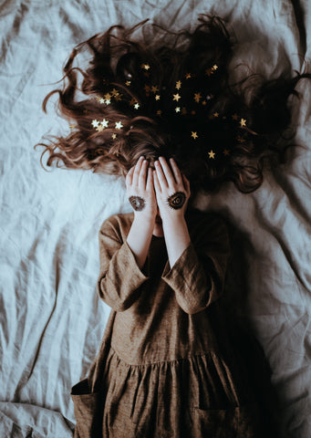 A girl with her hair spread