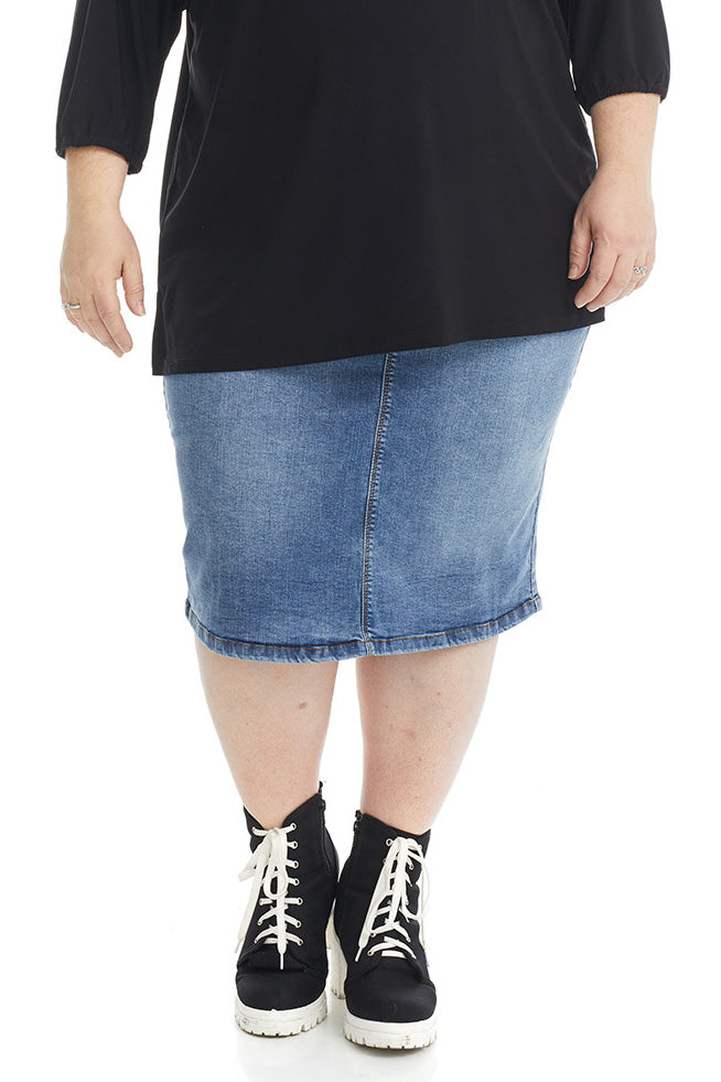 PIKADINGNIS Students Elastic waist Denim Skirts Women High Waist Button  Pockets Split Jeans Straight Skirts Plus Size A-line skirt - Walmart.com