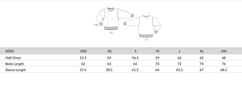 Size guide Hoody / Sweater