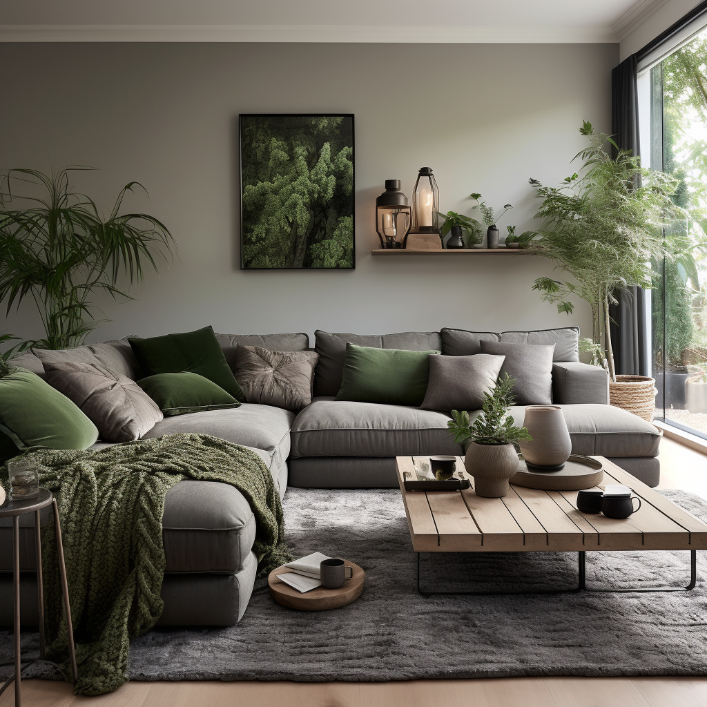green cushion on sofa