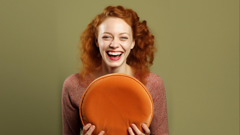 woman holding a cushion pad