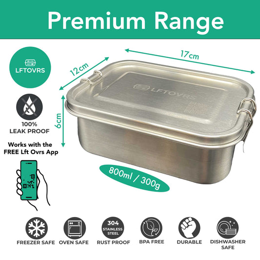 800ml Stainless Steel Food Storage Container with Free Mobile App – LftOvrs