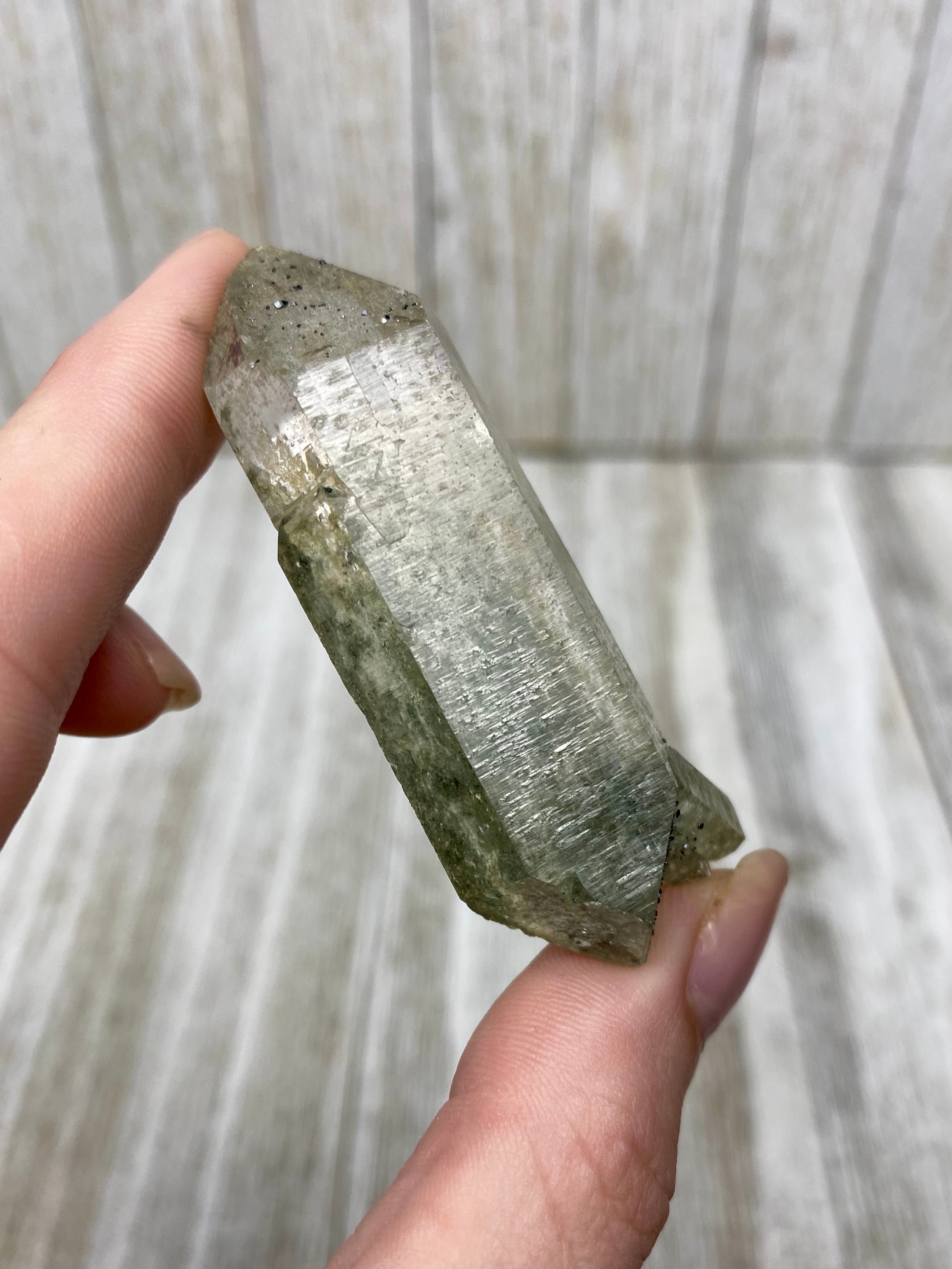 Nirvana Quartz Double Termination with Green Chlorite | High-Altitude Himalayan Crystal