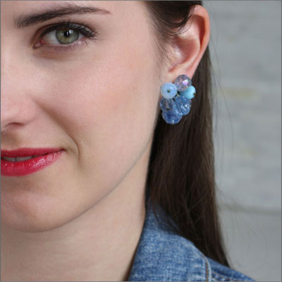 1950s blue bead earrings by Hattie Carnegie