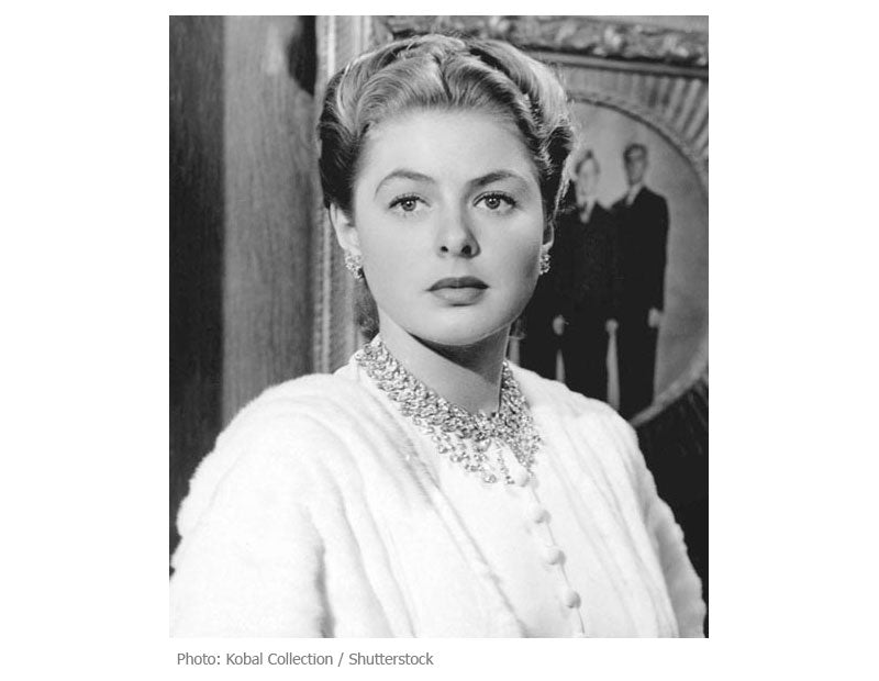 Movie jewelry by Harry Winston and worn by Ingrid Bergman in Notorious