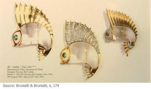 Trifari jelly belly sailfish brooches, via Brunialti & Brunialti, ii, 174