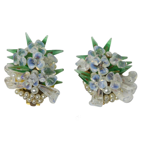 Vintage flower earrings probably made by Madeleine Rivière