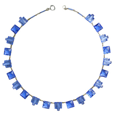 Sapphire chicklet & enamel necklace