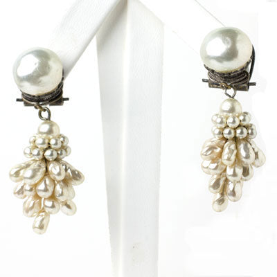 Baroque Pearl Earrings | 1950s French-made in Rousselet-style