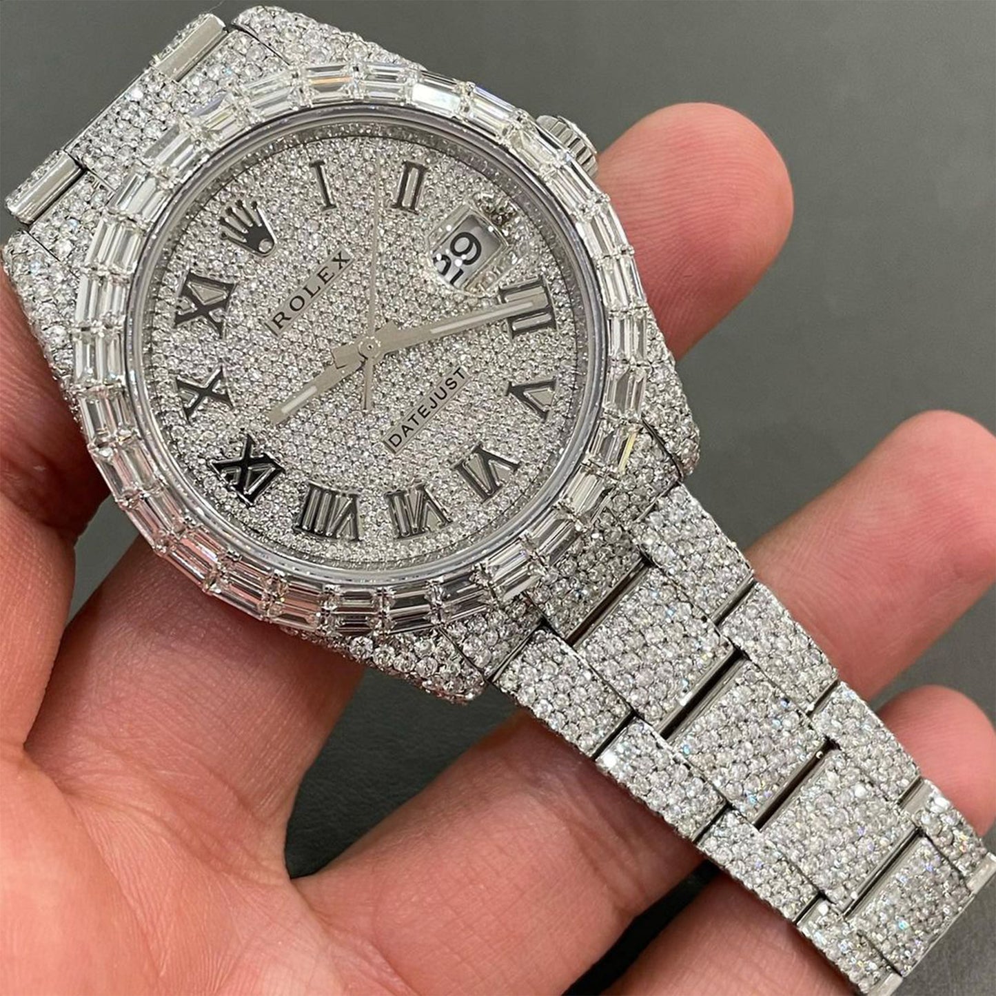 Rolex Date-Just Moissanite Diamond Watch | Iced Out Moissanite Watch | –  iMaxBudsWatch
