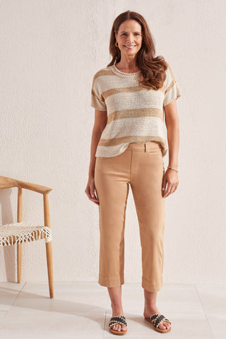 PULL-ON KICK FLARE CAPRI-Driedsage