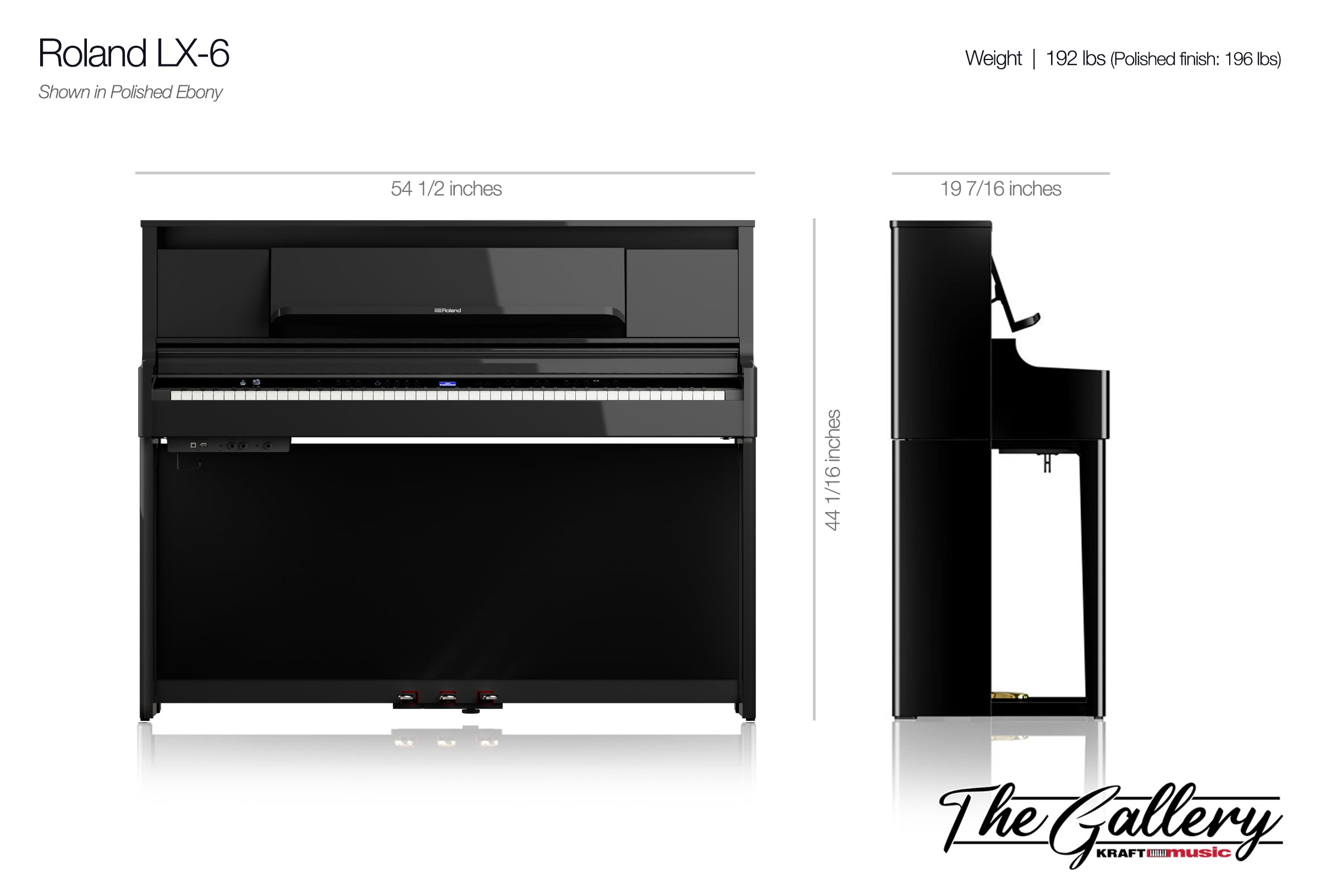 Roland LX6 Dimensions