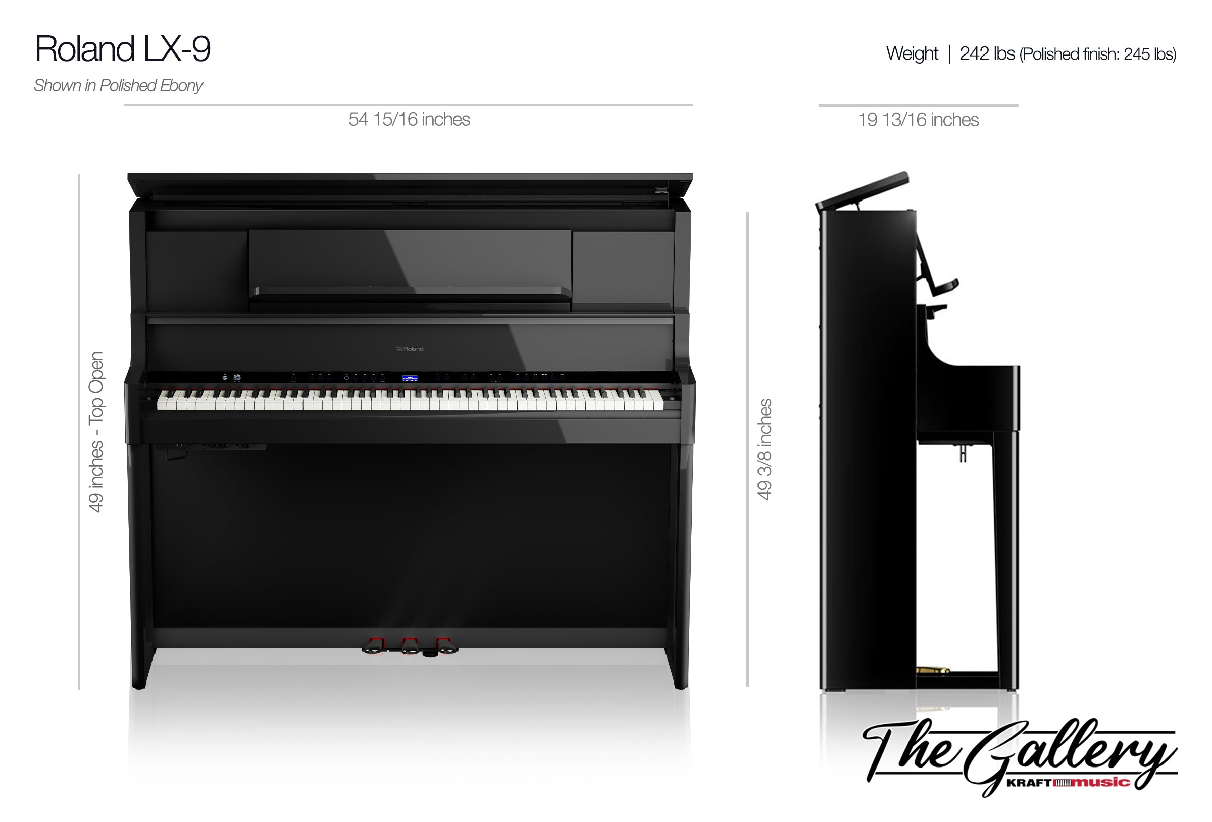 Roland LX9 Dimensions