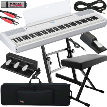 Yamaha P-525 88-Key Portable Digital Piano Kit with X-Stand, X-Bench,  Single Pedal (Black)