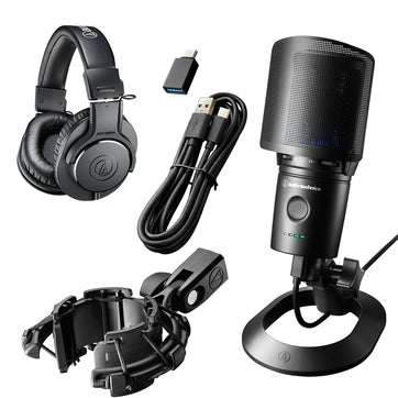 At2020 Usb+X + Pro580 Microphone pack with stand Audio technica
