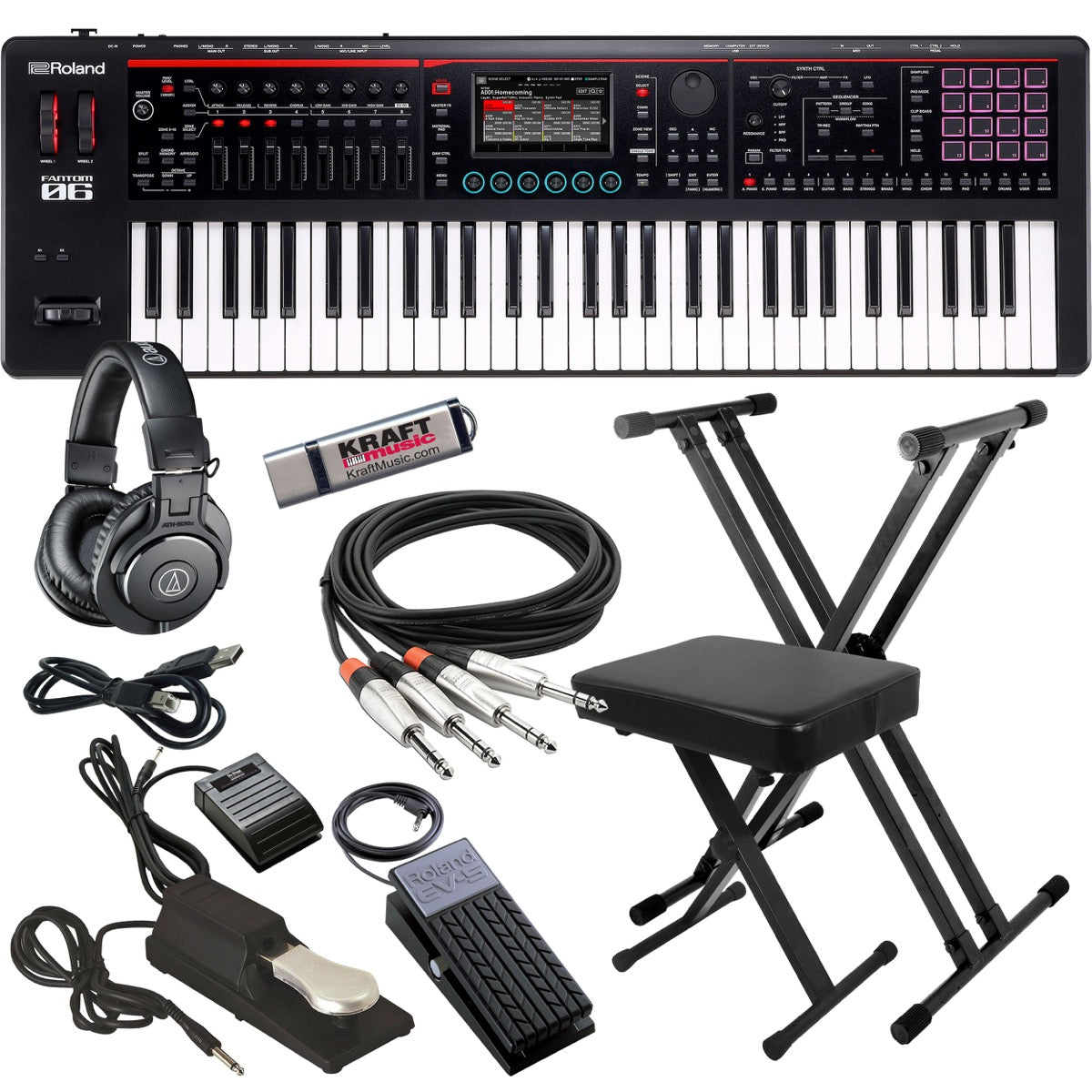 Roland Fantom-06 Workstation Keyboard KEY ESSENTIALS BUNDLE