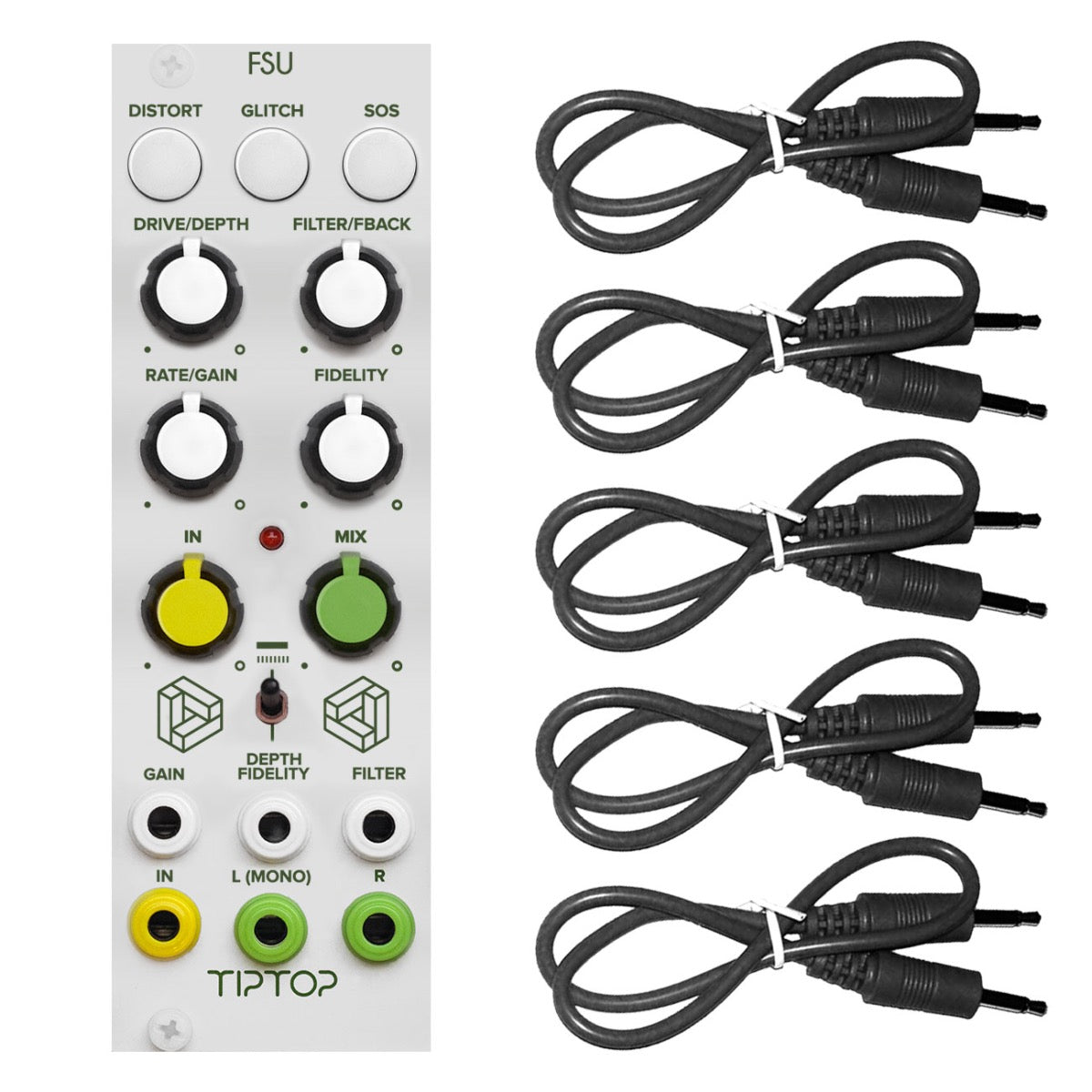 Tiptop Audio Z5000 Multi Effects Module - White Panel BLACK CABLE