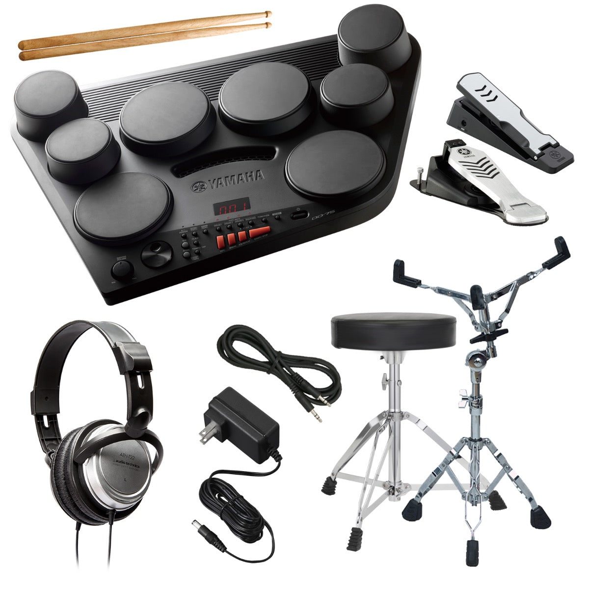 Yamaha DD-75 Digital Drum Kit with Power Adapter DRUM ESSENTIALS