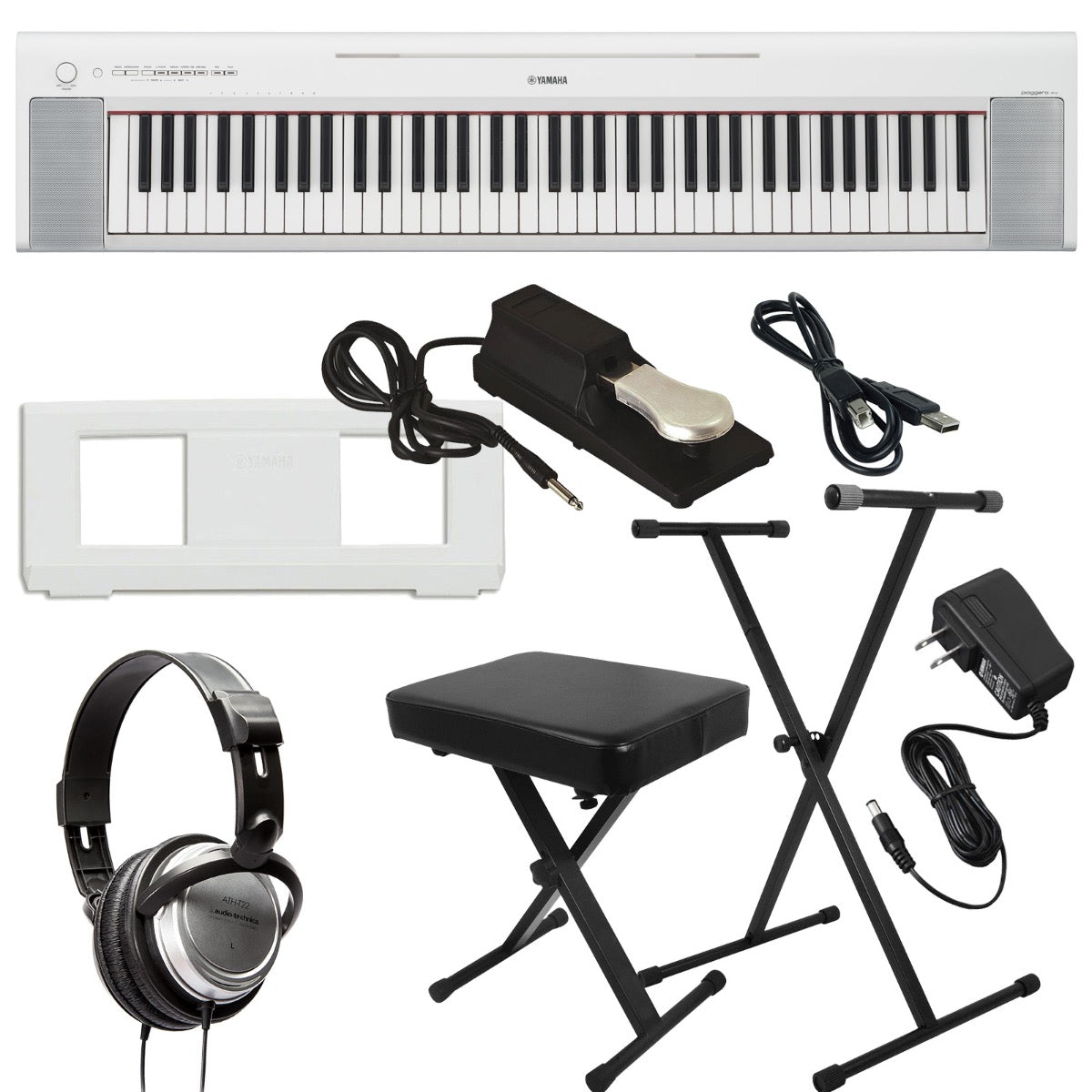 Yamaha Piaggero NP12 61-Key Portable Keyboard with Power Adapter 