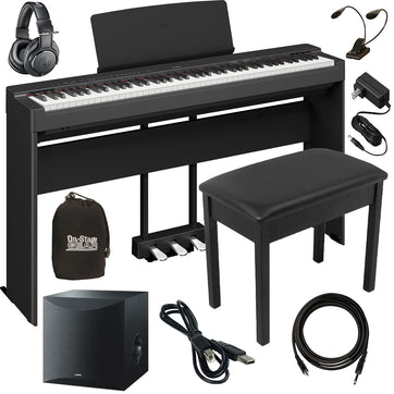 Yamaha P-225 Digital Piano - Black STAGE ESSENTIALS BUNDLE – Kraft Music