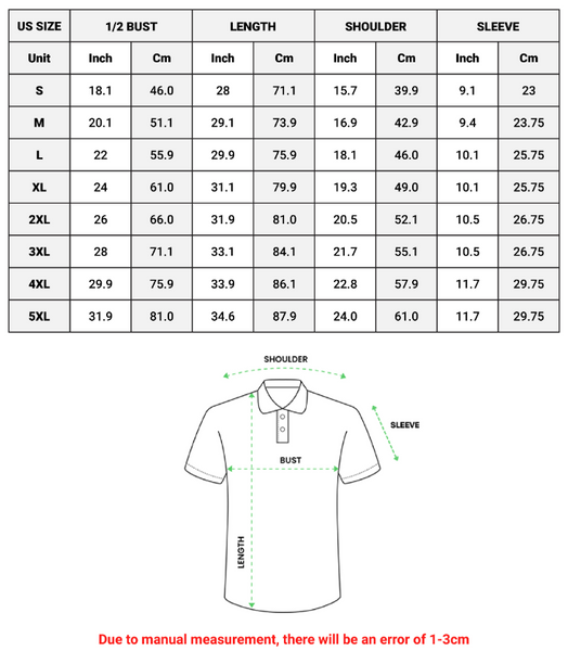 Performance Collared Shirt Size Chart – OmnisApparel