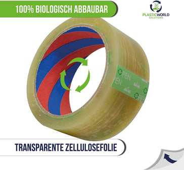 PLA Bio-Klebeband transparent, 100 % biologisch abbaubar, 1200m x 50mm