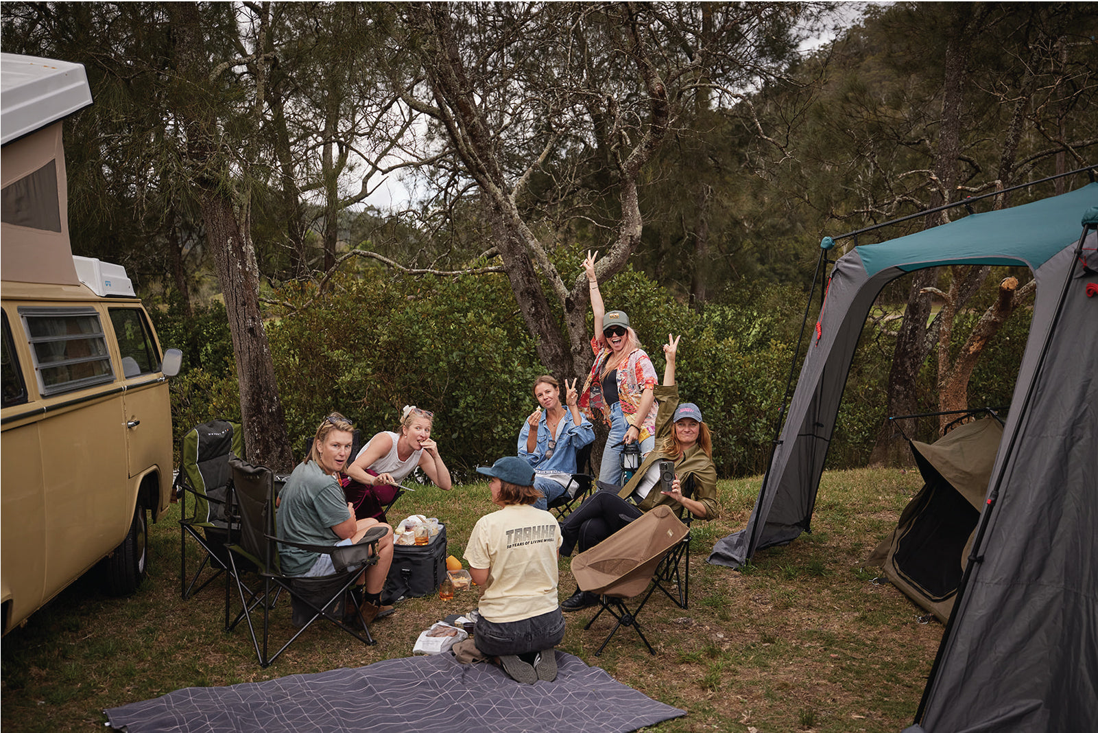 Girls hanging back at the camp ground