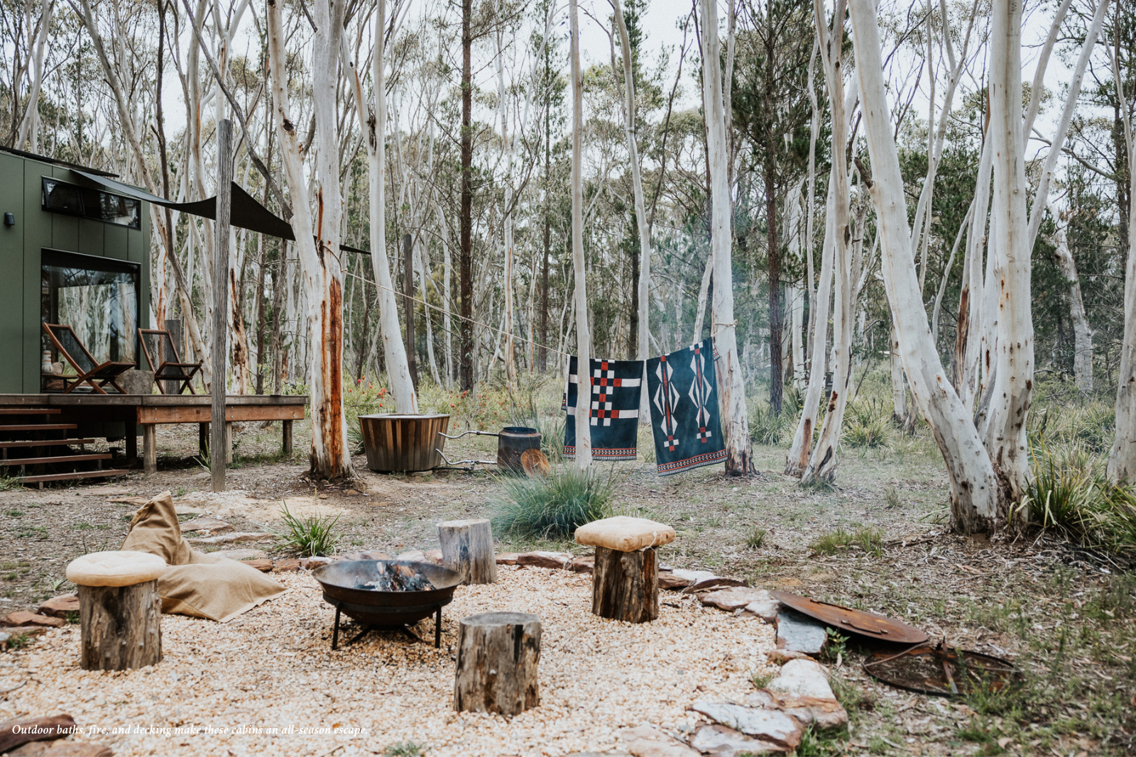 Outdoor area surrounding Aruna eco cabins