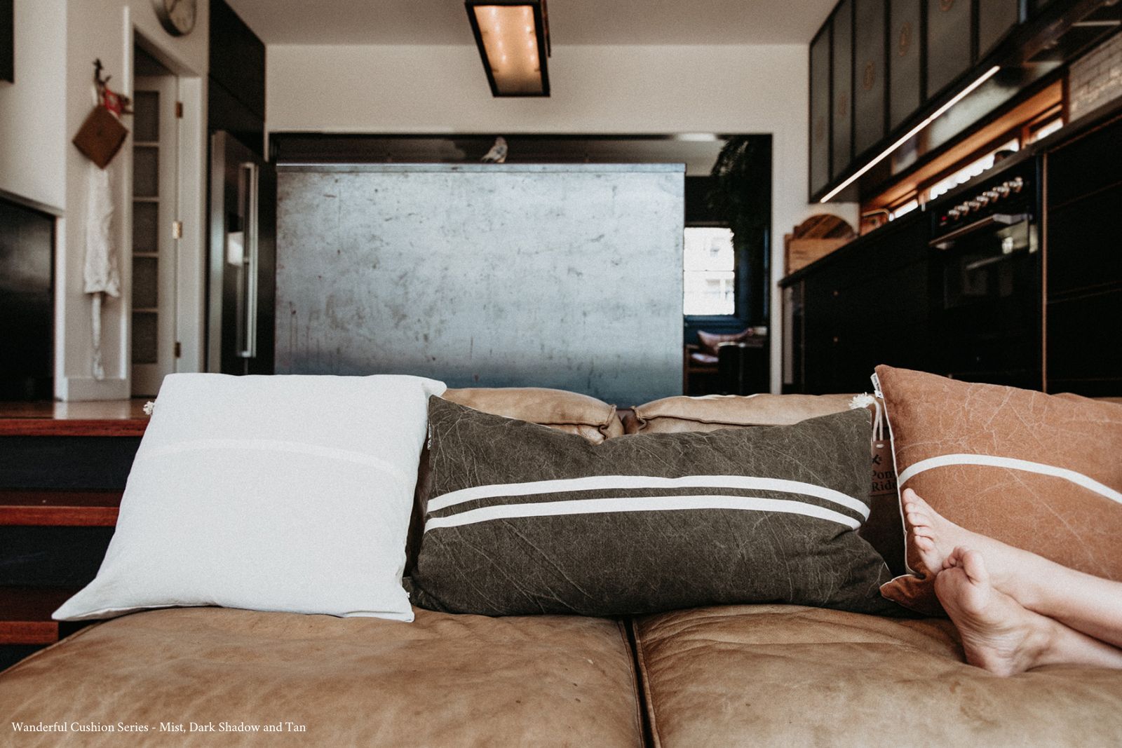 Wanderful cushions and leather couch