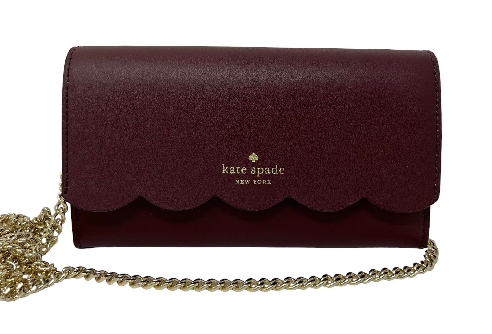 Kate Spade Gemma Cherrywood Smooth Leather Wallet on a Chain Bag WLR00 –  LuxyVIP