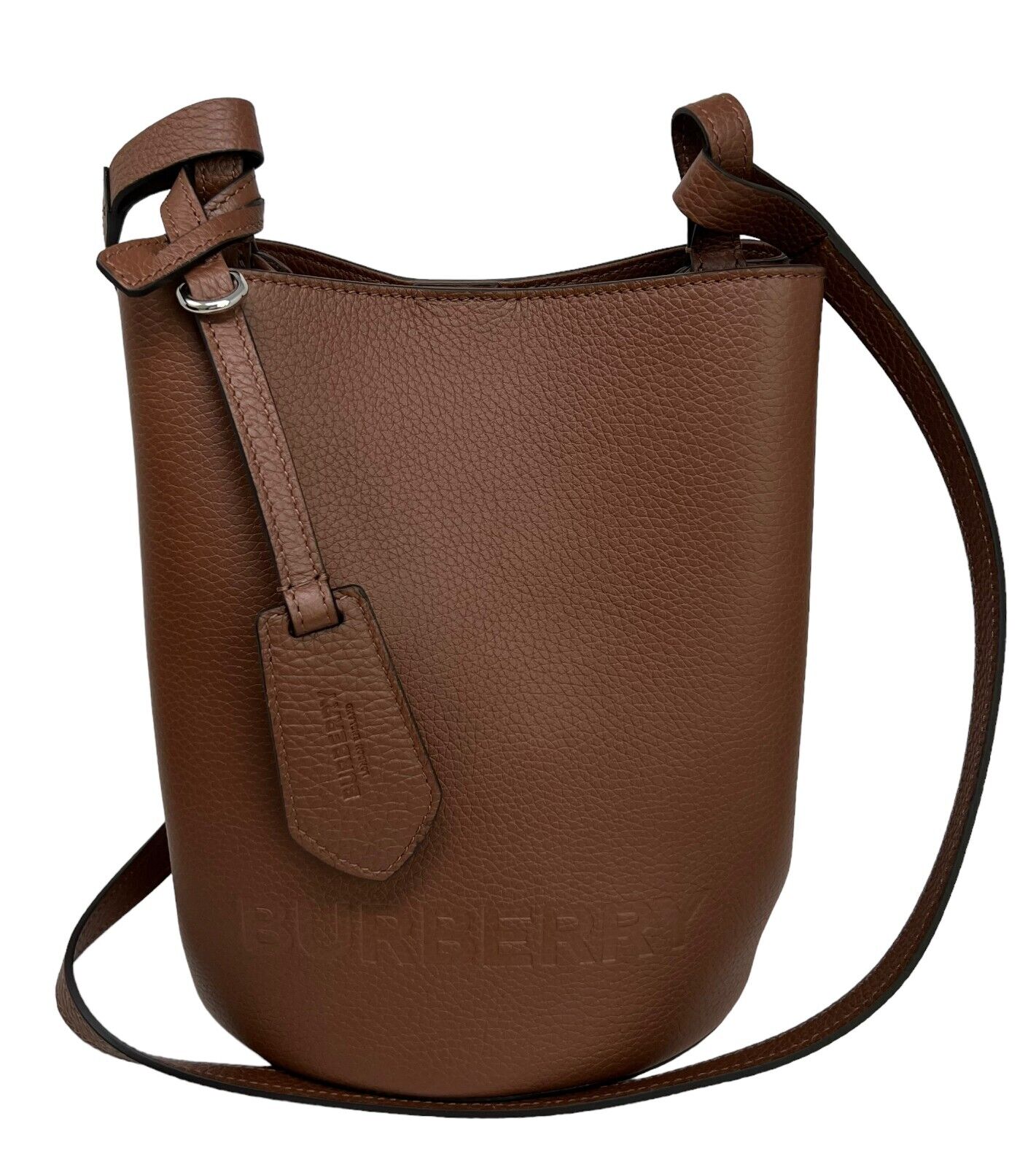 Burberry Lorne Bucket Bag Crossbody Tan Embossed Leather $1350 – LuxyVIP