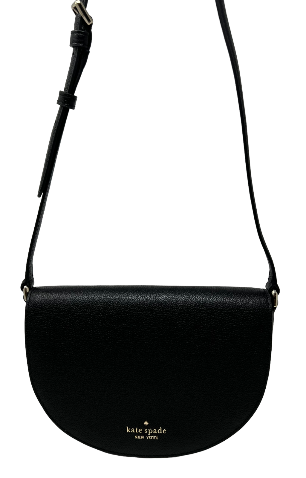 Kate Spade Flap Crossbody Crescent Black Pebble Leather Bag K8146 $329 –  LuxyVIP