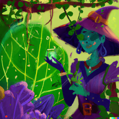the green witch with crystals