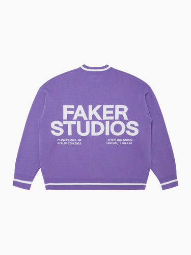 Faker Logo Knitted Sweatshirt - Purple