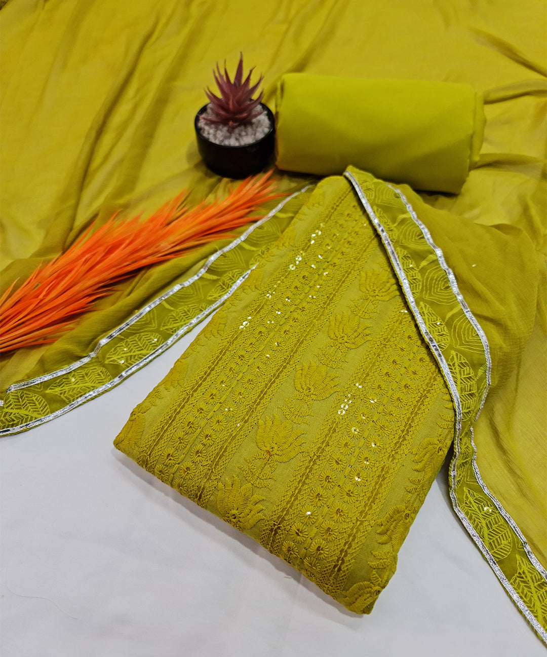 Grey Chikankari Gota Salwar Suit|Shop Chikankari Dress Material|Jhakhas