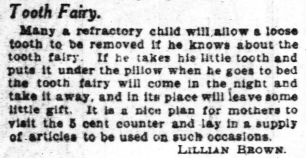 texte de 1908 mentionnant la fée des dents dans le Chicago Daily Tribune