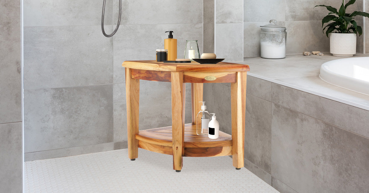New* The Original Floating Corner Shower Bench Kit® with Dural