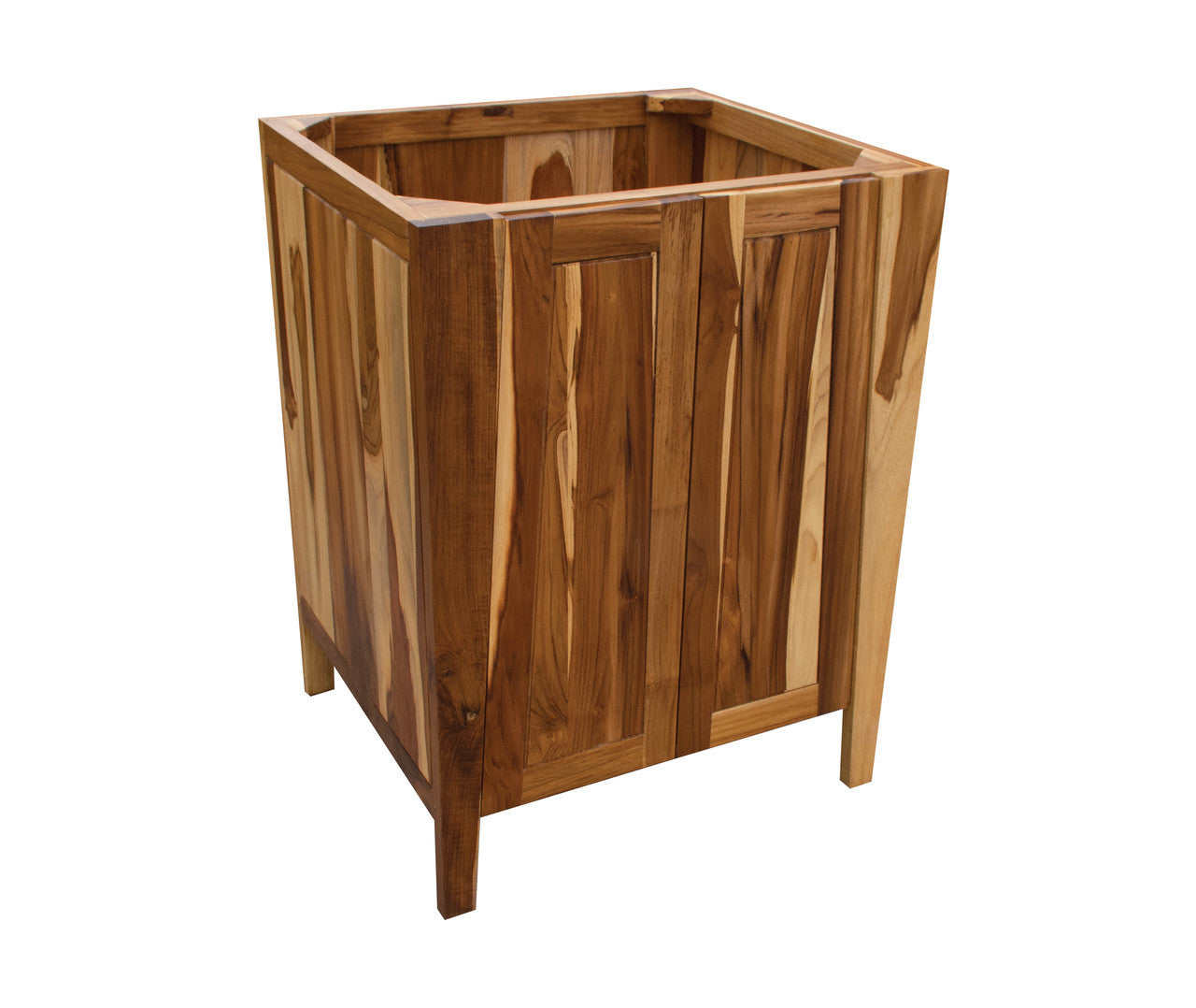 EcoDecors Solid Teak Apartment Hamper with Laundry Bag