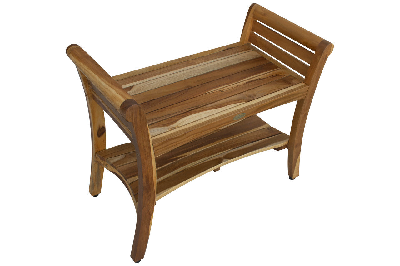 24 Tranquility ED941 Wide Teak Shower Bench with Handles - EcoDecors