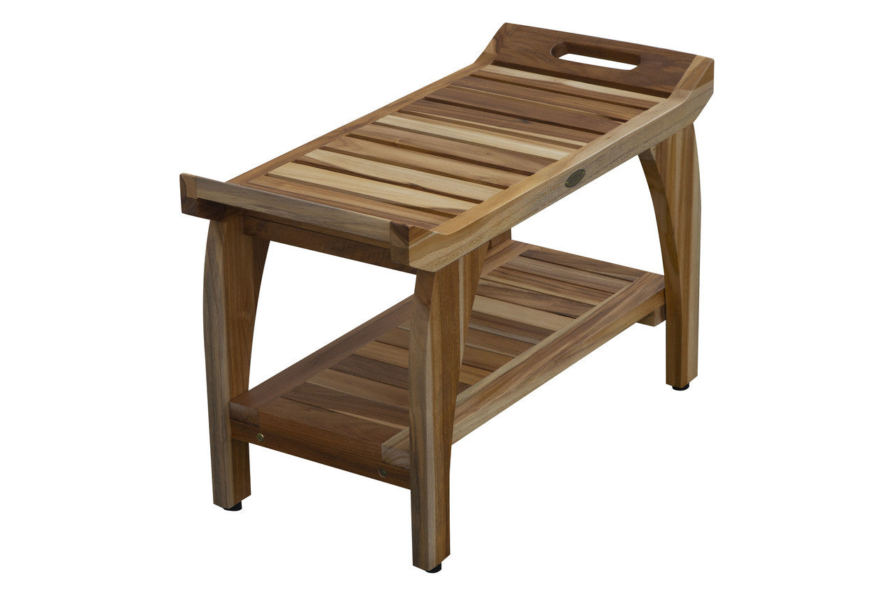 EcoDecors Tranquility™ 24 Inch Eastern Style Teak Shower Bench