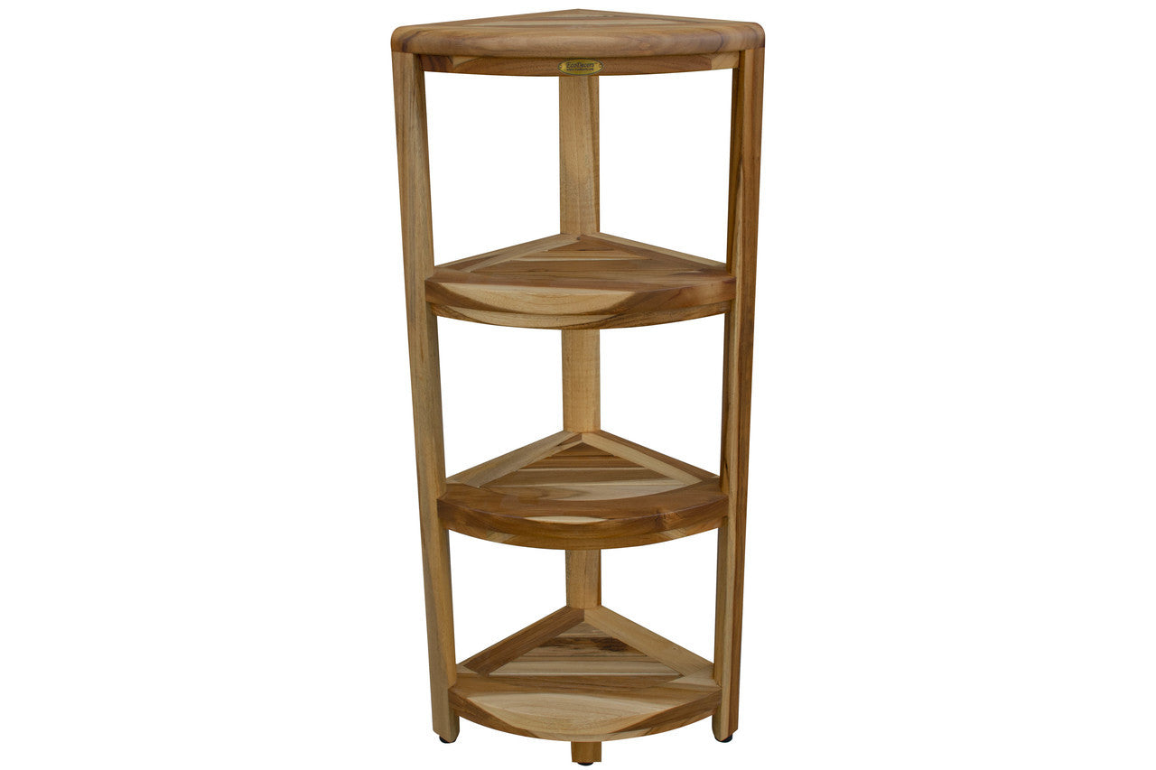 SnazzyCorner® 32 Teak Wood 3-Tier Corner Shelf in Antique Gray Finish