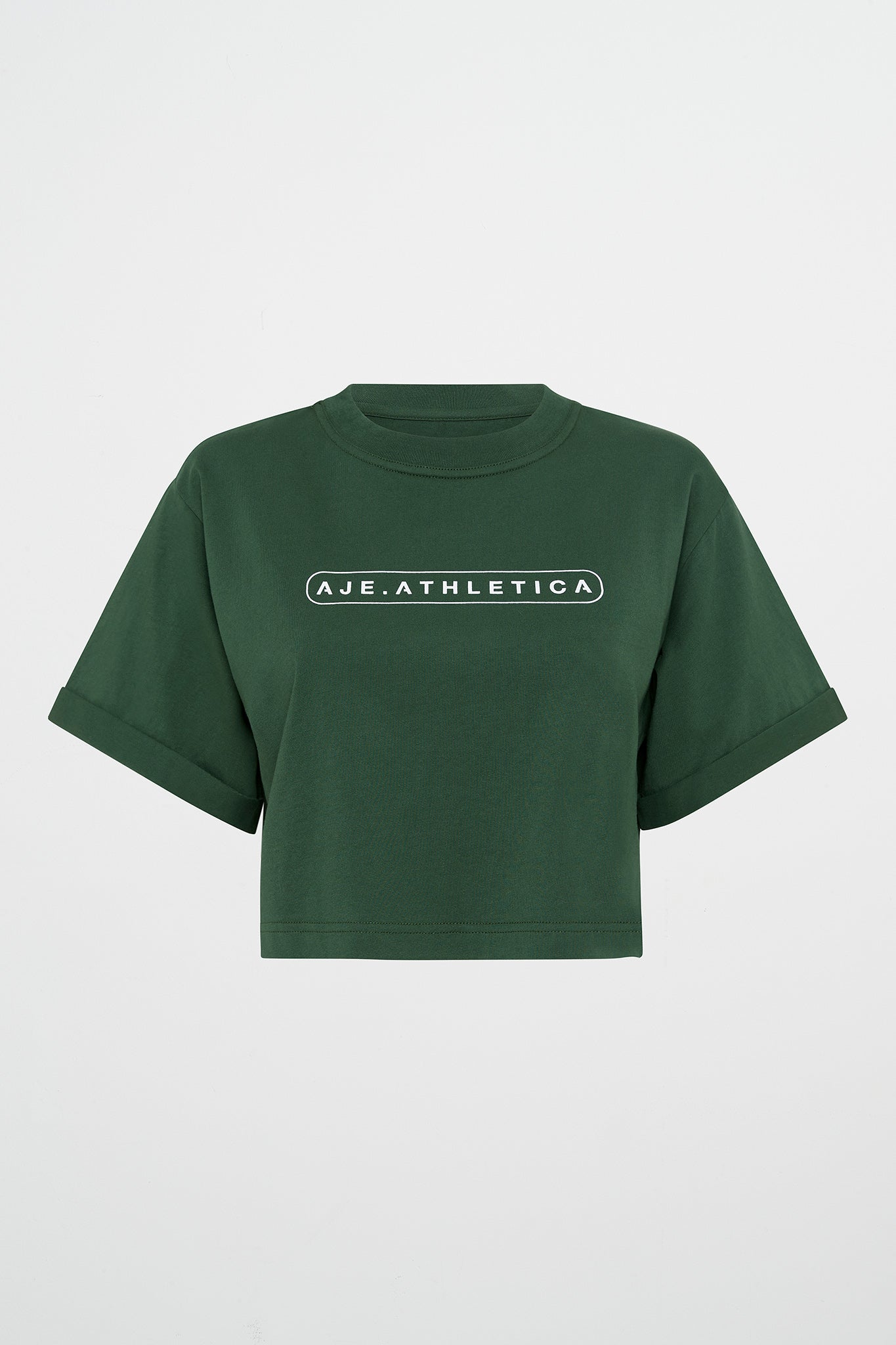 Cropped Logo Tee 105, Pine Green