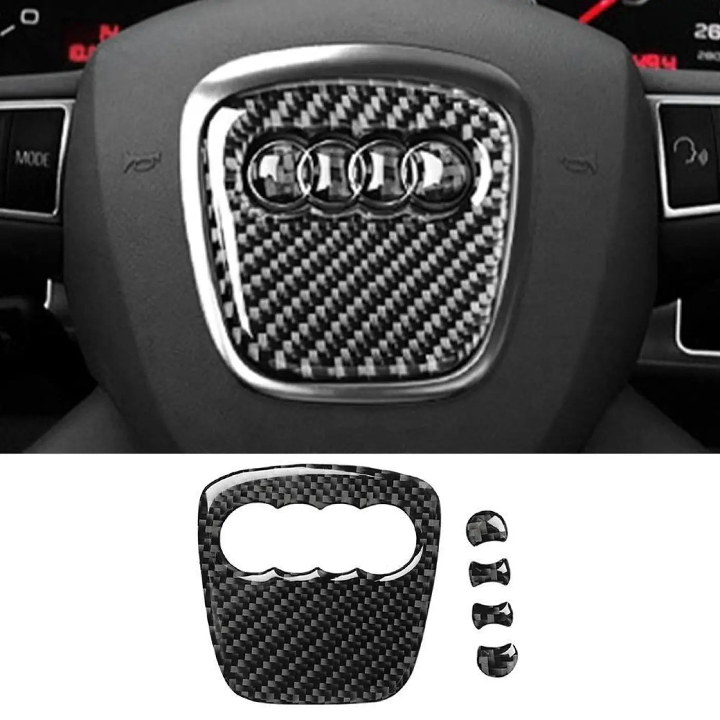 Steering Wheel Trim Carbon Fiber Sticker Audi A4 B8 8K A6 C6 4F Q5 8R Q7 4L A3