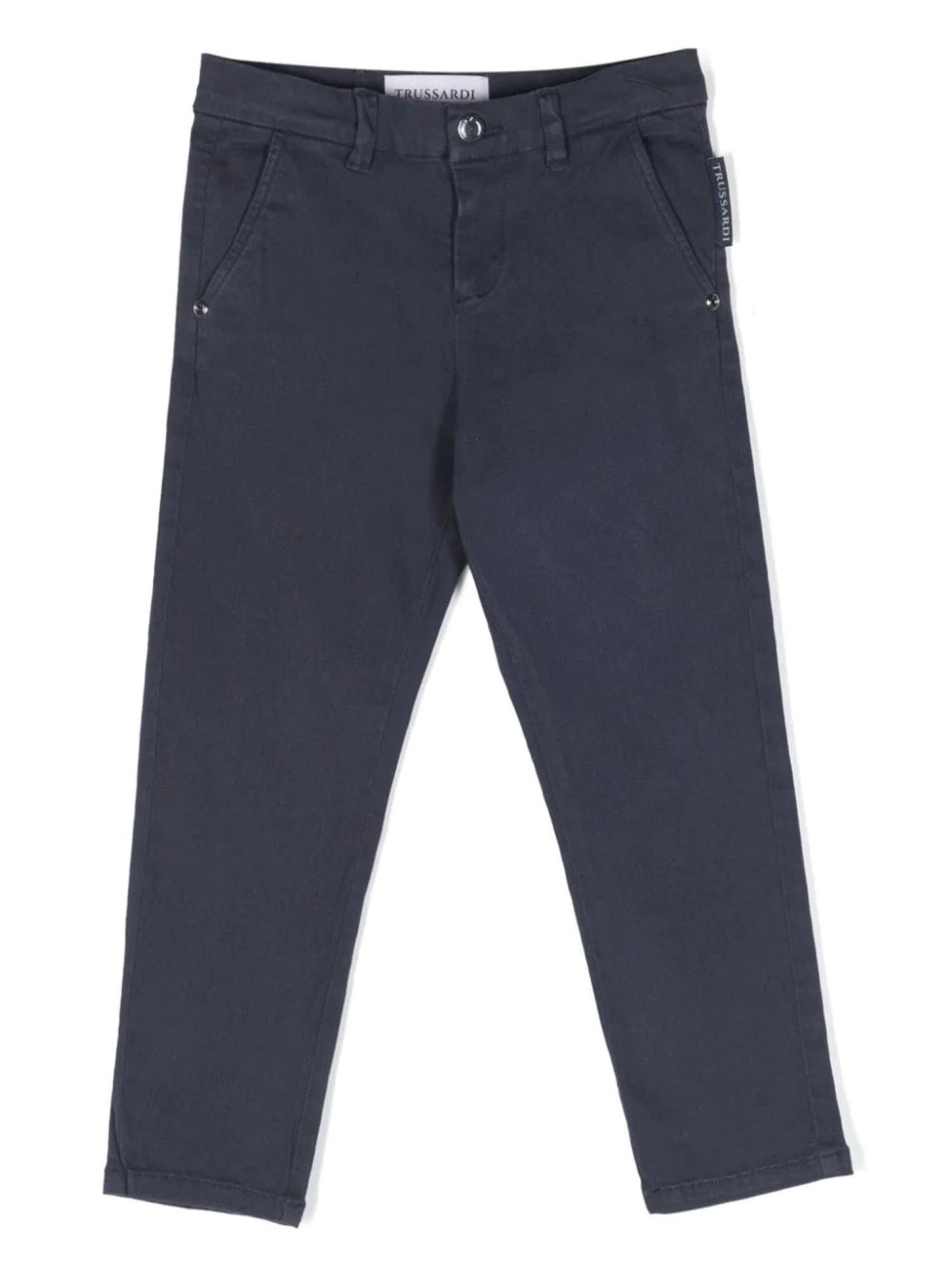 trussardi trussardi pantaloni chino blu navy, metallico, bambino