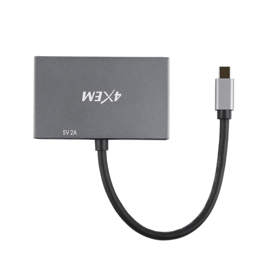 4XEM 3-Port USB-C to HDMI and VGA Dual 4K Multi-Monitor Hub