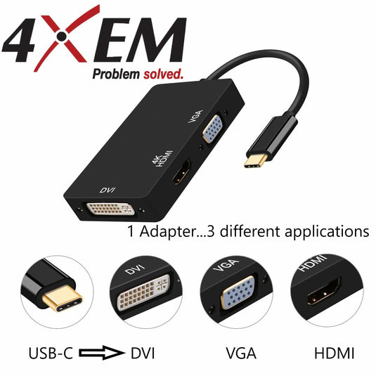 4XEM VGA and HDMI 2-in-1 USB-C 4K Hub