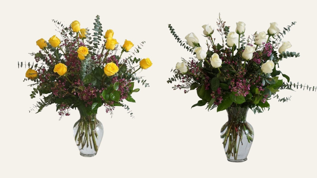 A bouquet of white and yellow roses, symbolizing new beginnings and optimism