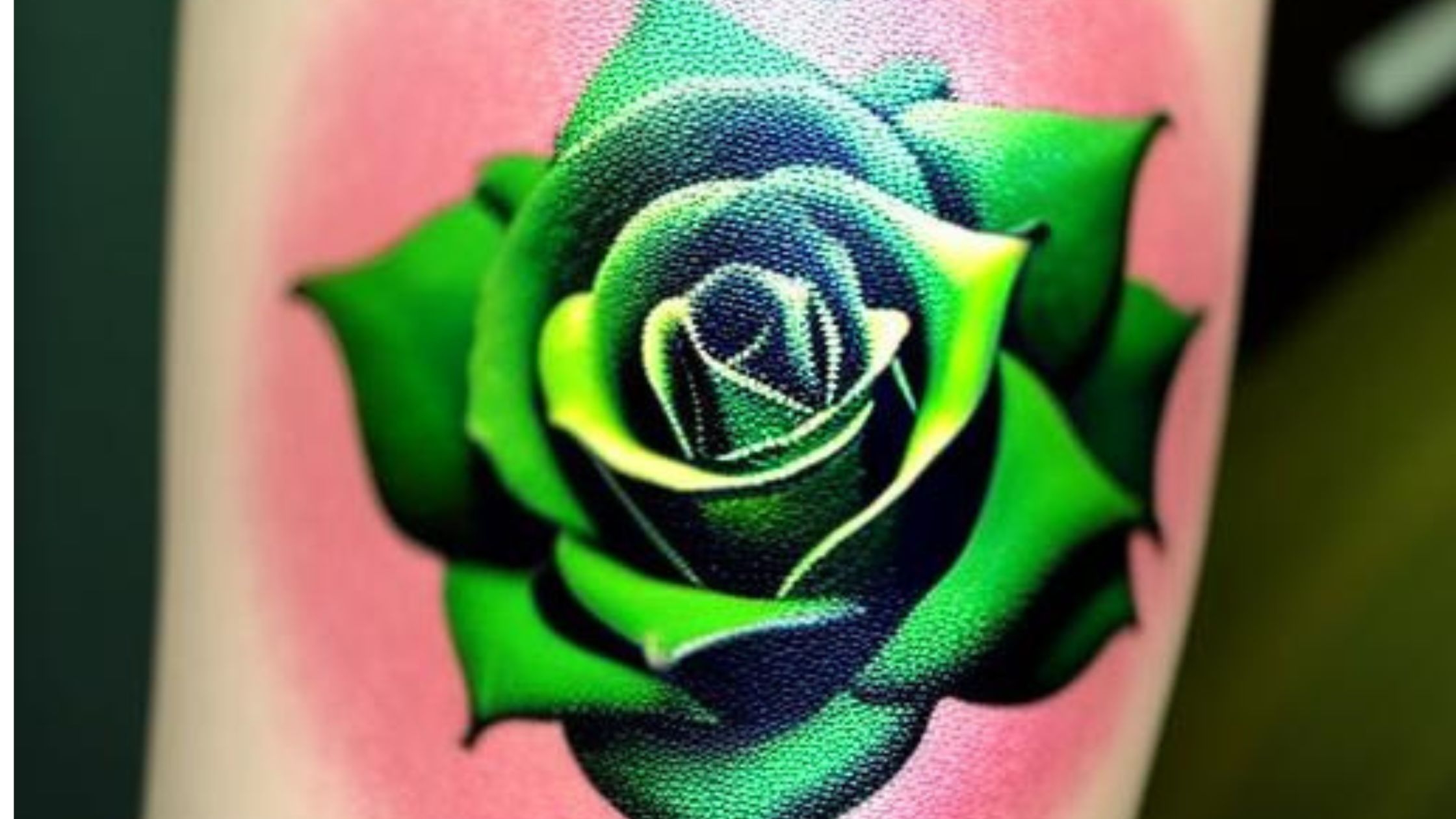 Green rose tatoo example.