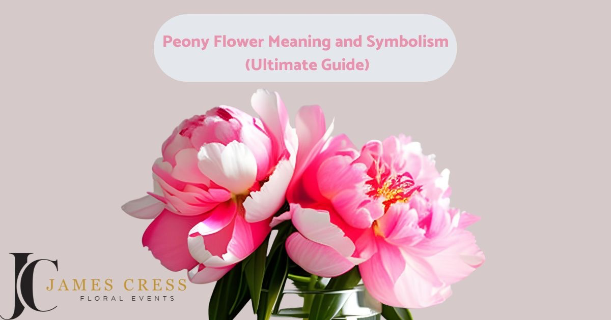 Peony flower meaning cover photo showing 2 flowering peonies.